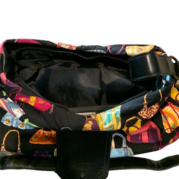 VTG Far Nine Handbag w/ Novelty Print of Ladies Purses Rhinestoned #58J - Picture 6 of 11